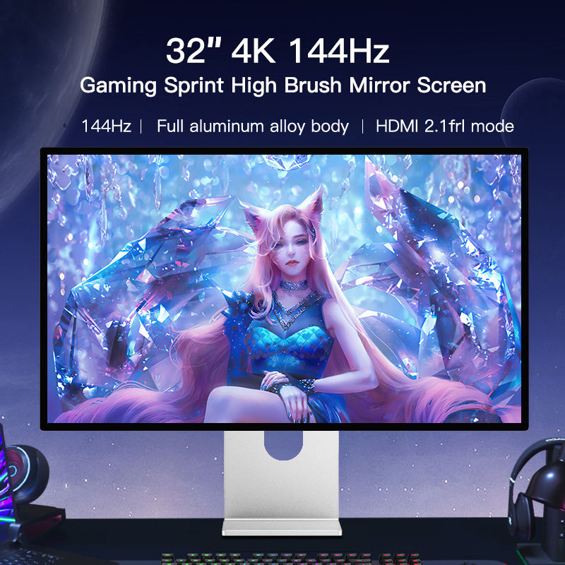32 Inch 4k 144hz Screen Display With Bracket 1000:1 Contrast Ratio 0.184mm Dot Pitch Desktop Computer Monitor 