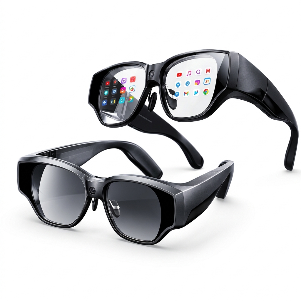 Wireless AI AR Smart Glasses 8+128GB Memory Full-color 1080P Display AI Voice Assistant Game