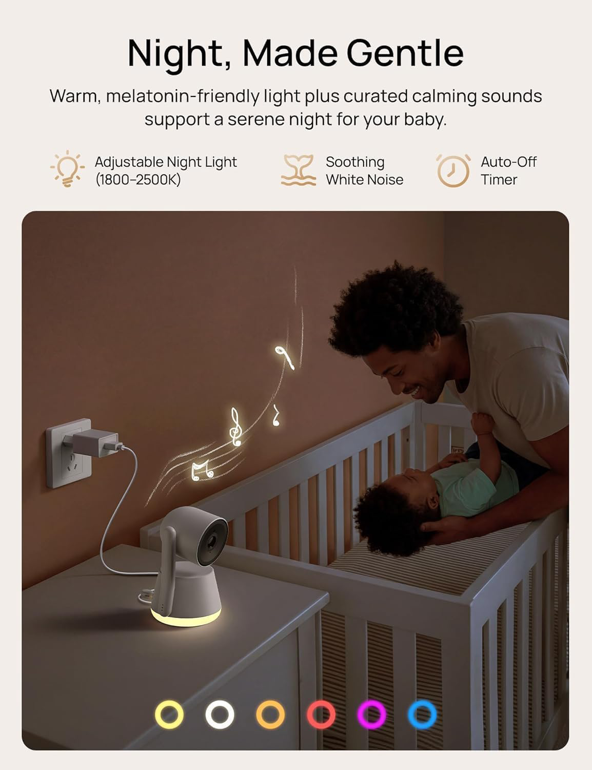 Smart Baby Monitor with 2K Camera, 5 Inch HD Display, Pan Tilt Zoom, Night Vision, Motion Detection, Two-Way Audio, Temperature Monitoring, Remote App Access for Nursery Monitoring