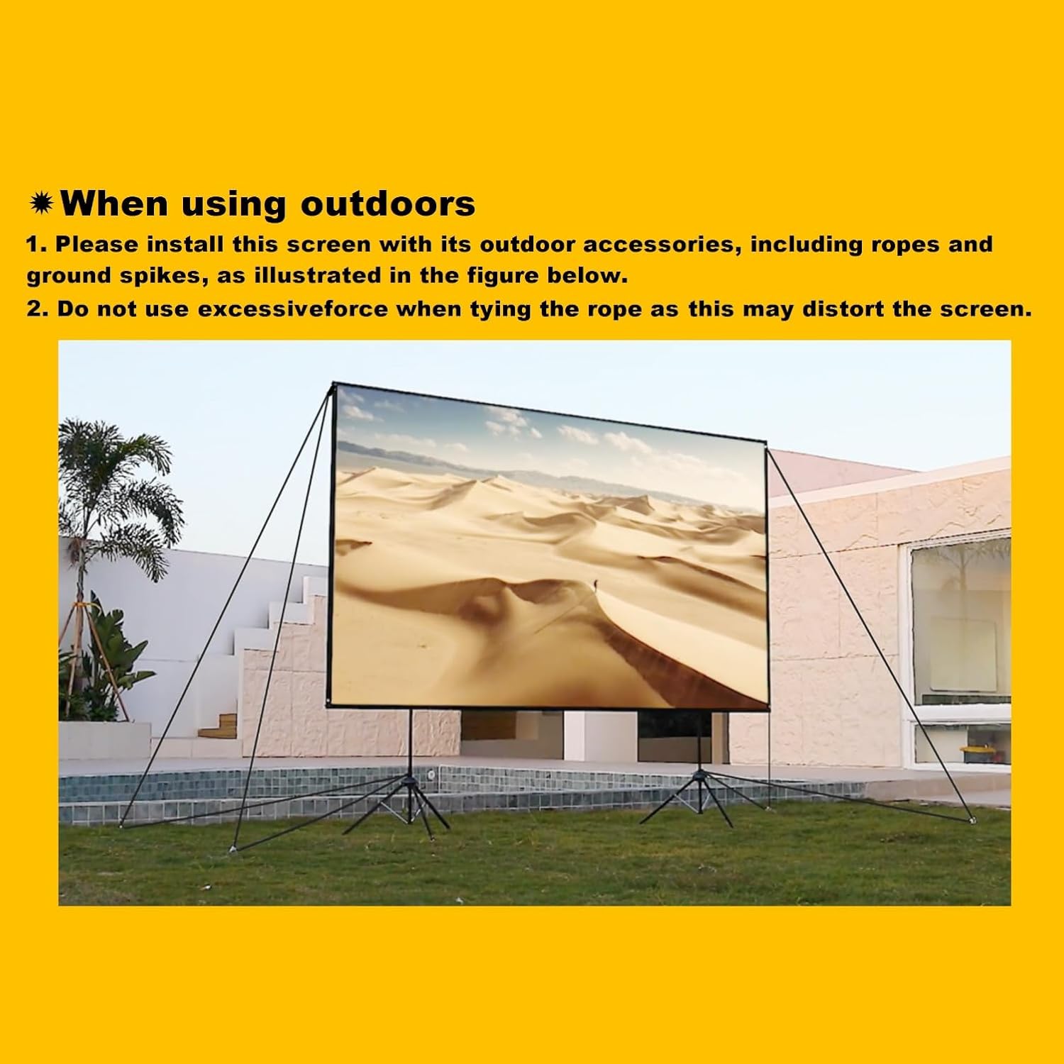 180 Inch Portable Projector Screen with Stand, HD 16:9 Movie Screen, Wrinkle-Resistant Projection Surface, Adjustable Tripod Frame, Easy Setup, Indoor Outdoor Home Theater & Backyard Entertainment
