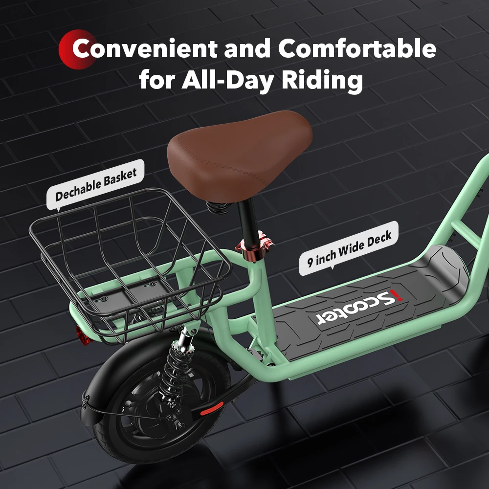 Patinete eléctrico IScooter I12 con asiento y cesta plegable