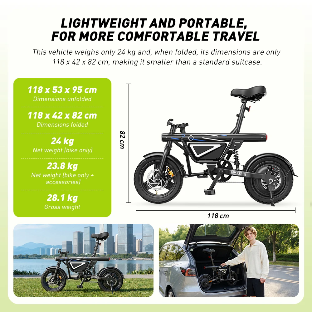 Bicicleta Eléctrica IScooter EB1S 250W Plegable 14