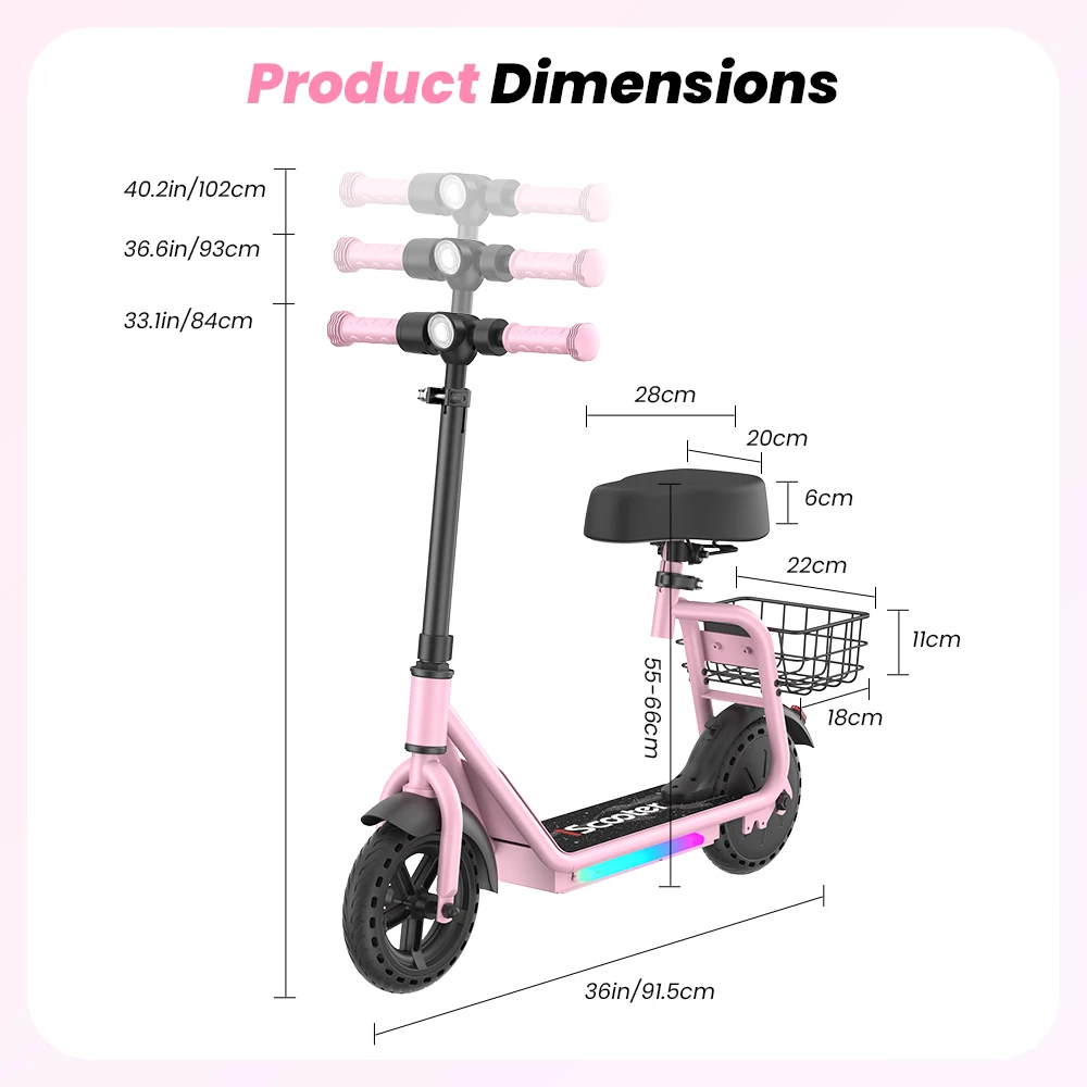 Patinete Eléctrico Infantil IScooter IK7 con Cesta y Asiento