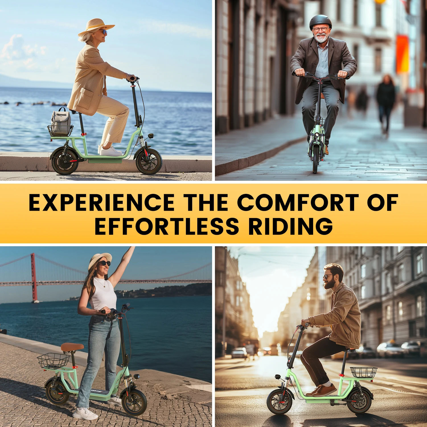 IScooter I-12: Bicicleta Eléctrica 500W con Asiento y Cesta
