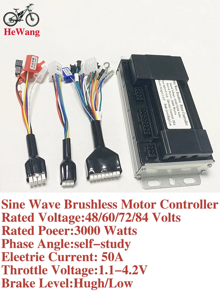 Controlador Onda Sinusoidal 48V-72V 3000W para Bicicleta Eléctrica
