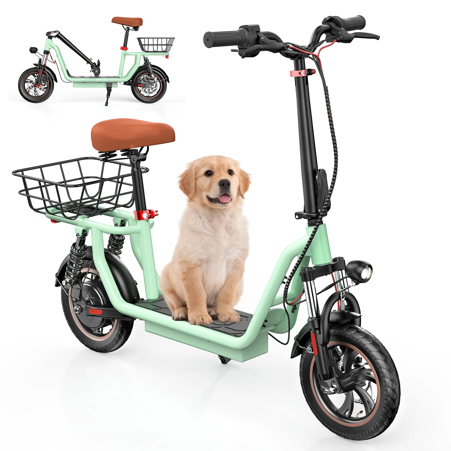 IScooter I-12: Bicicleta Eléctrica 500W con Asiento y Cesta