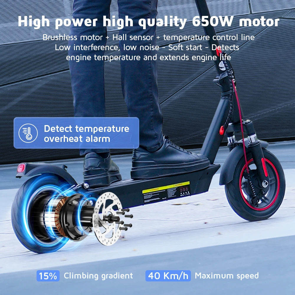 Patinete eléctrico iScooter i10: 650W, 40 km/h y 10