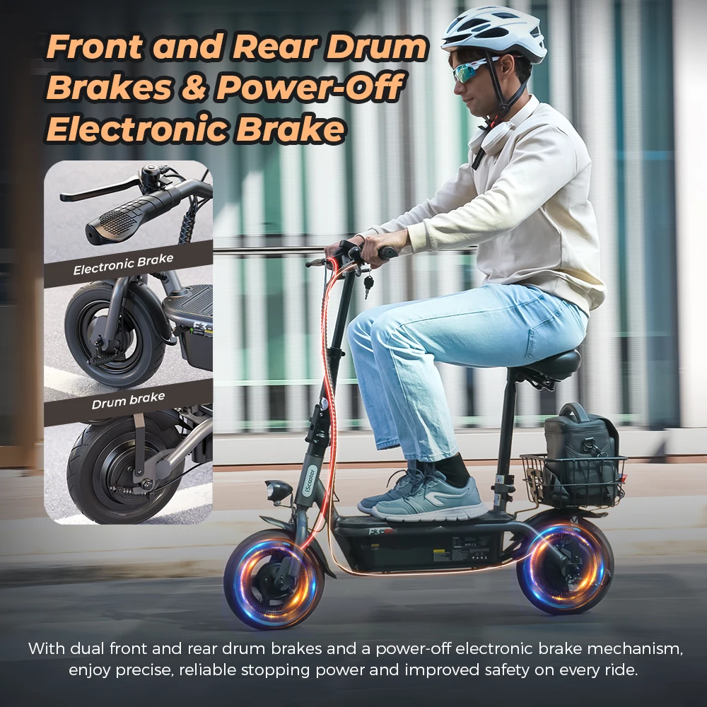 Patinete Eléctrico IScooter F3 con Asiento y Cesta