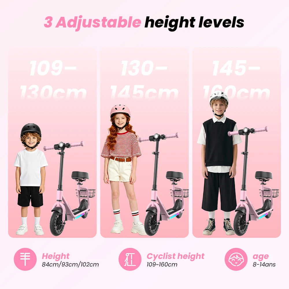 Patinete Eléctrico Infantil IScooter IK7 con Cesta y Asiento