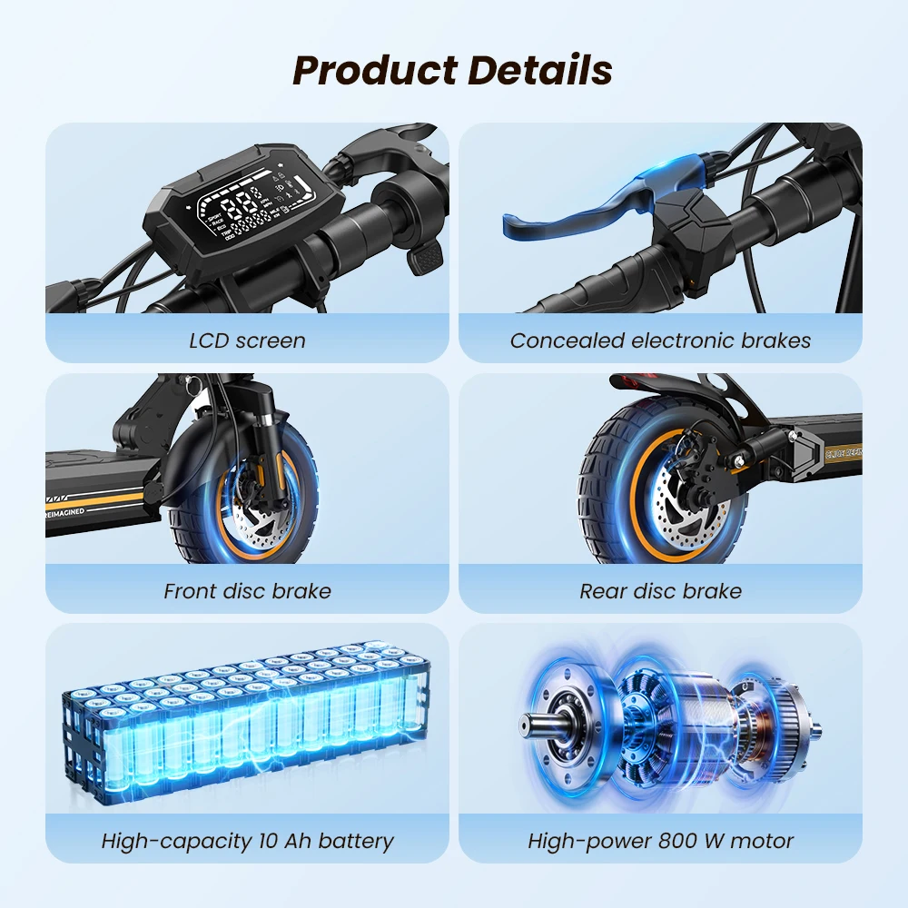 Patinete Eléctrico Iscooter W9-Air 800W 48V 10Ah Todo Terreno