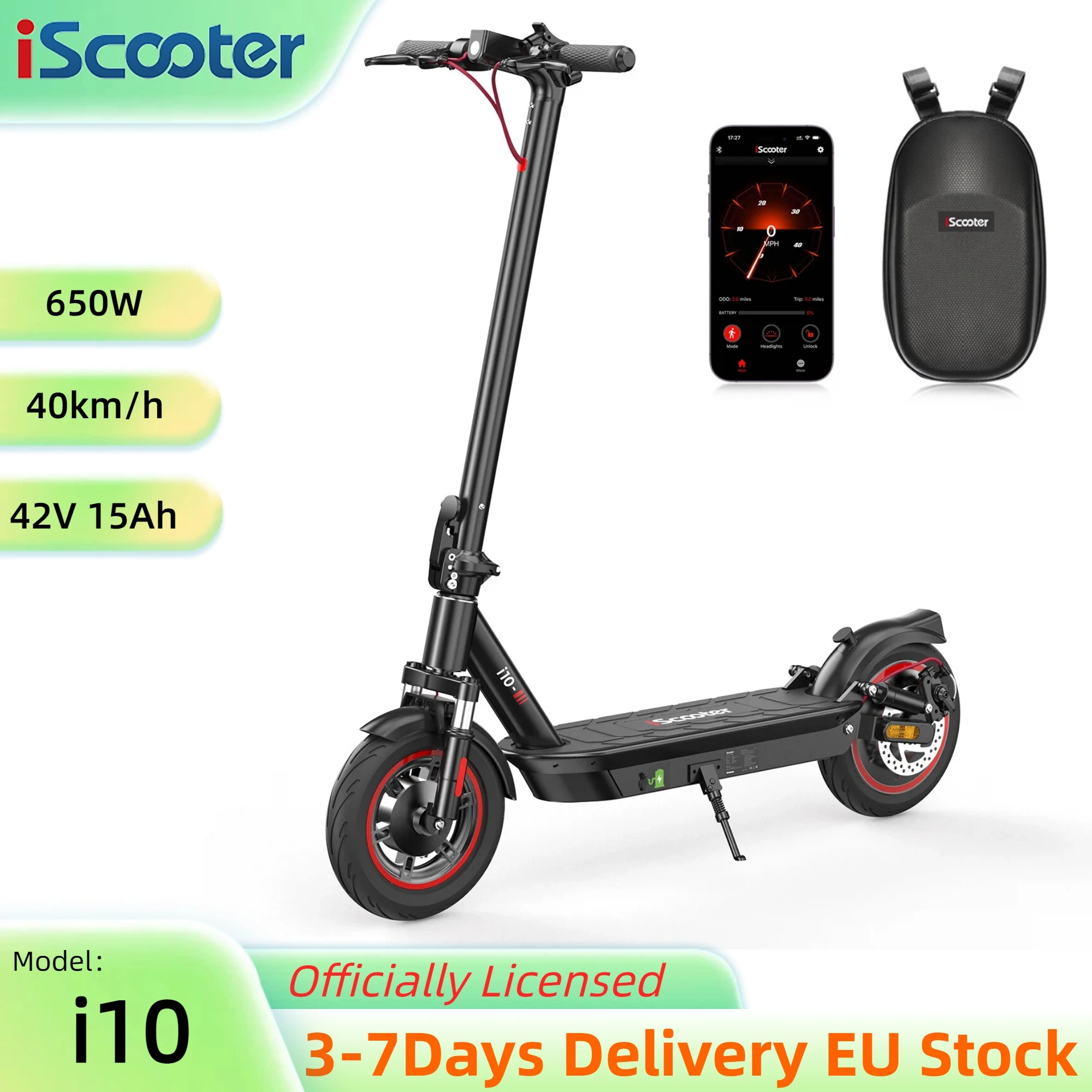 Patinete eléctrico iScooter i10: 650 W, 15 Ah y 40 km/h