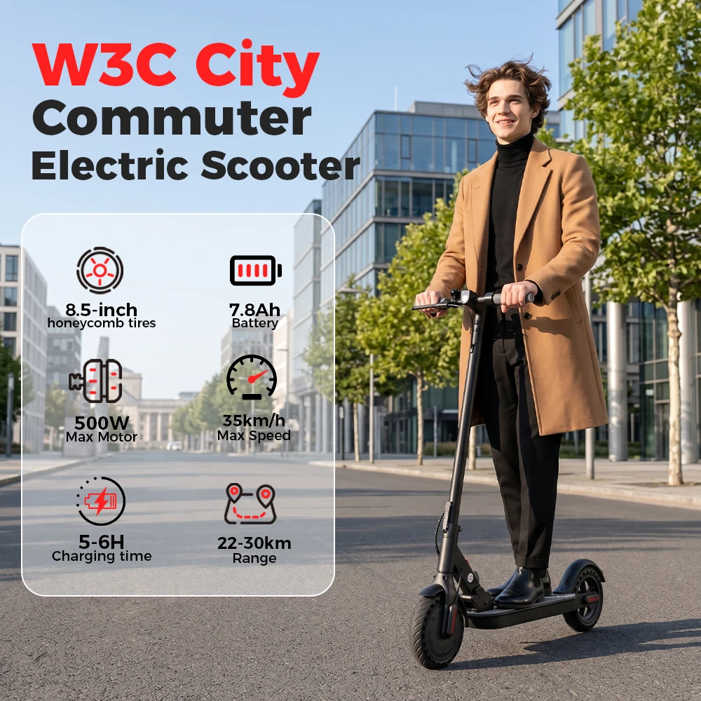 Patinete Eléctrico iScooter W3C City Commuter 8.5 36V