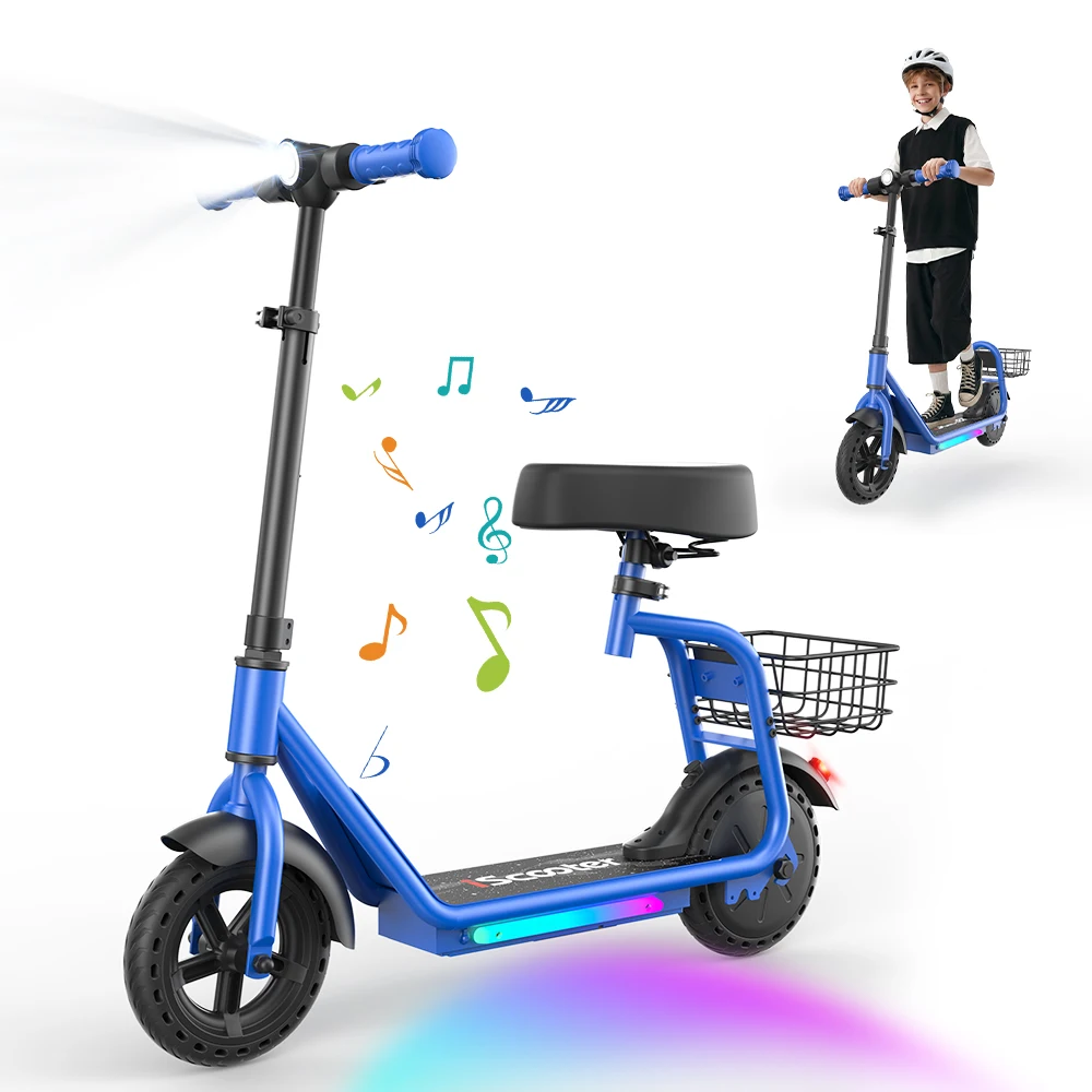 Patinete Eléctrico Infantil IScooter IK7 con Cesta y Asiento
