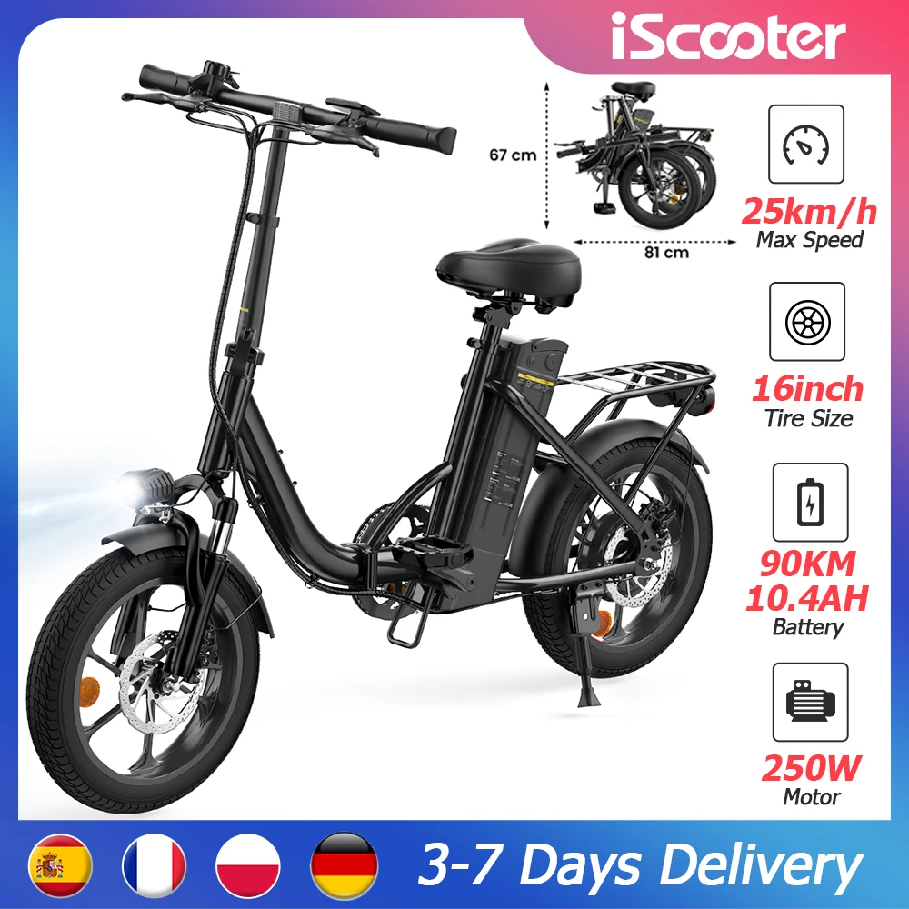 Bicicleta eléctrica iScooter 250W 16 ciudad y todoterreno