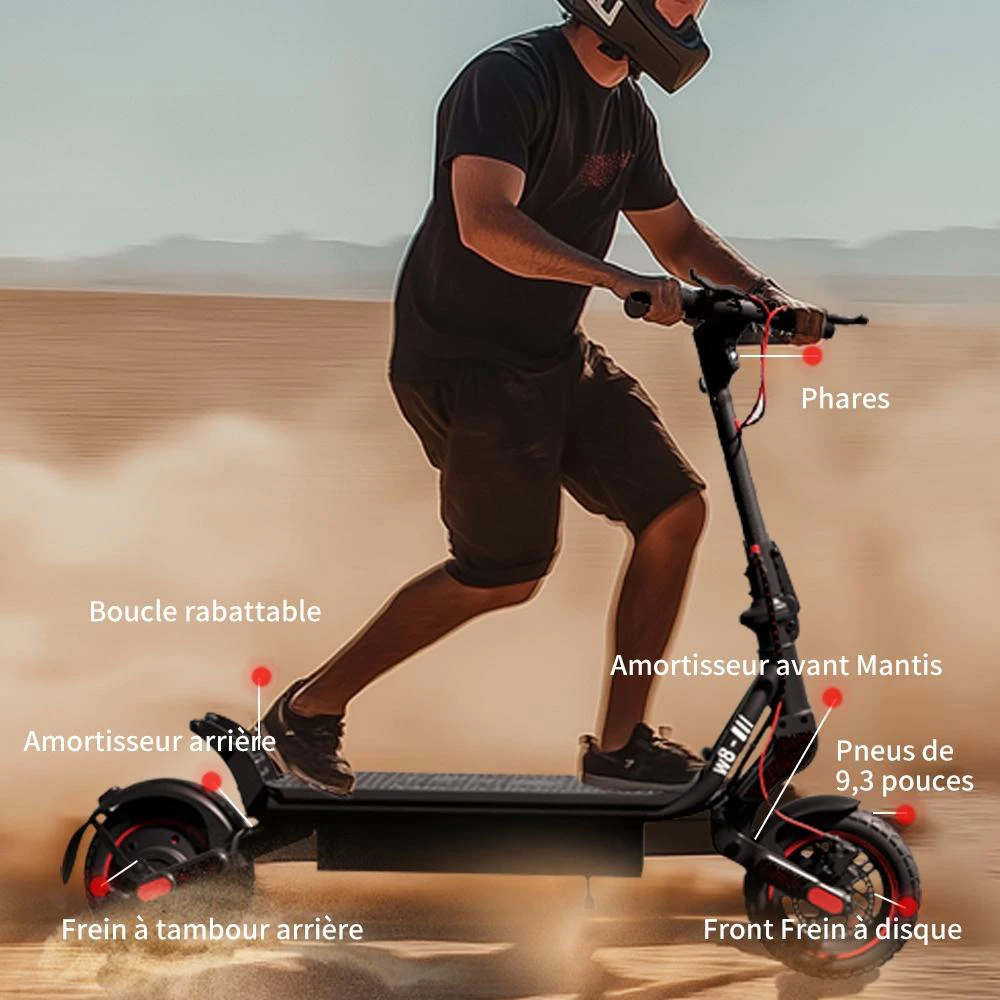 Patinete Eléctrico IScooter W8: 750W, 48V 14Ah y App