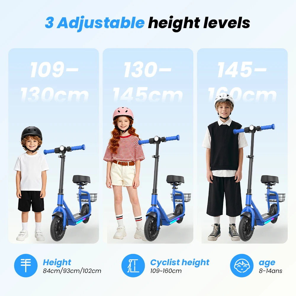 Patinete Eléctrico Infantil IScooter IK7 con Asiento y Cesta