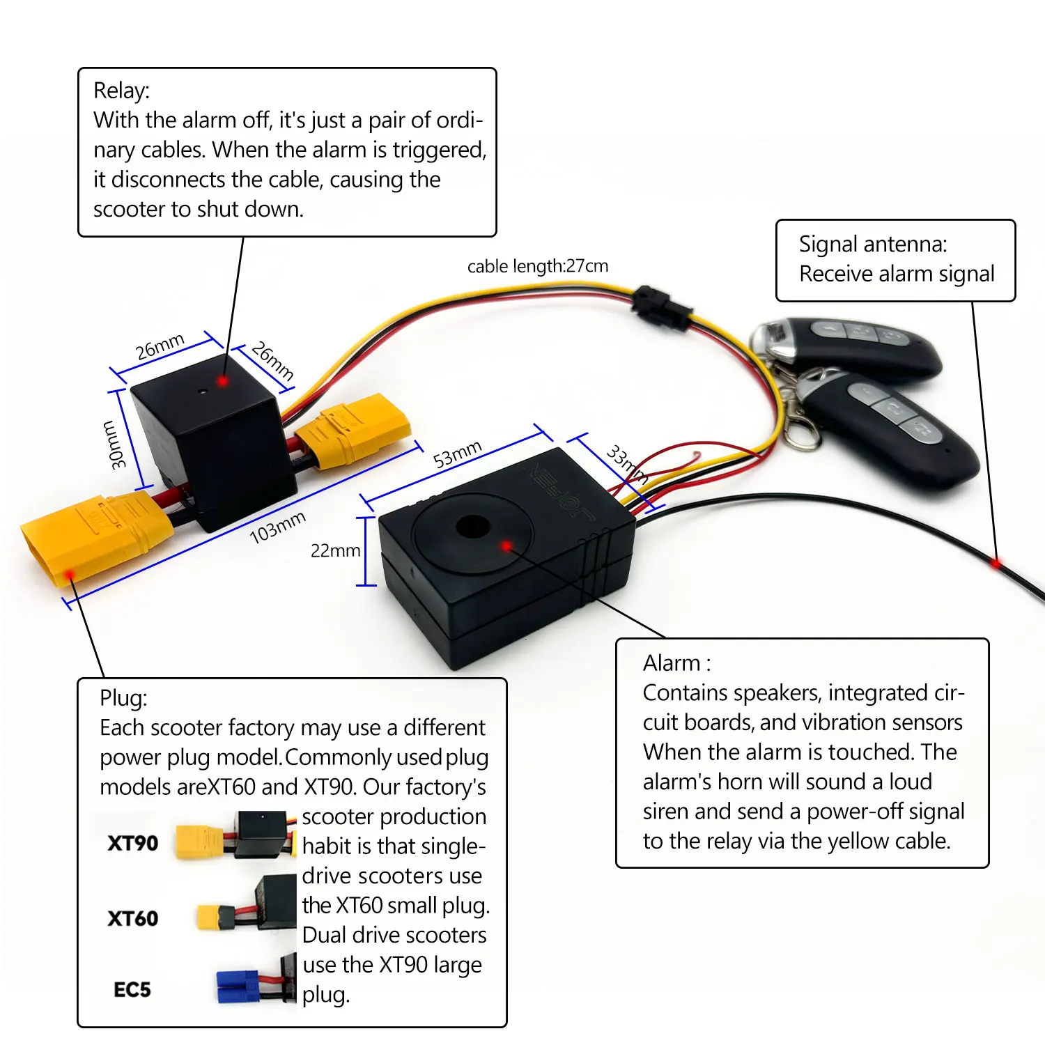 Alarma antirrobo oculta universal para scooter y bici
