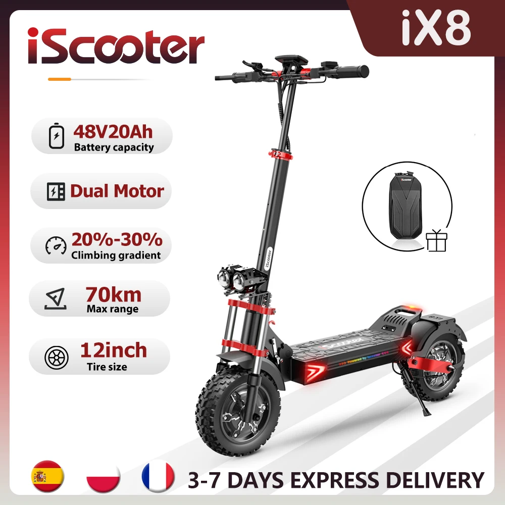 Patinete Eléctrico iScooter iX8 12 Doble Motor 48V 20Ah 70km