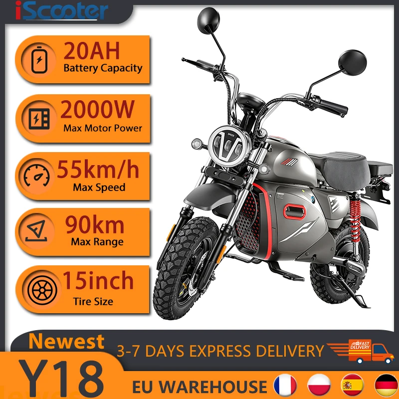 Patinete Eléctrico IScooter Y18 2000W 20Ah 90 km con Asiento