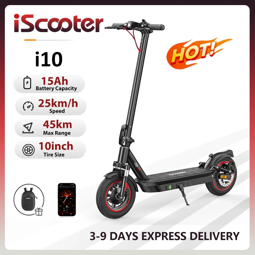 Patinete Eléctrico iScooter i10 15Ah 45km Plegable con APP