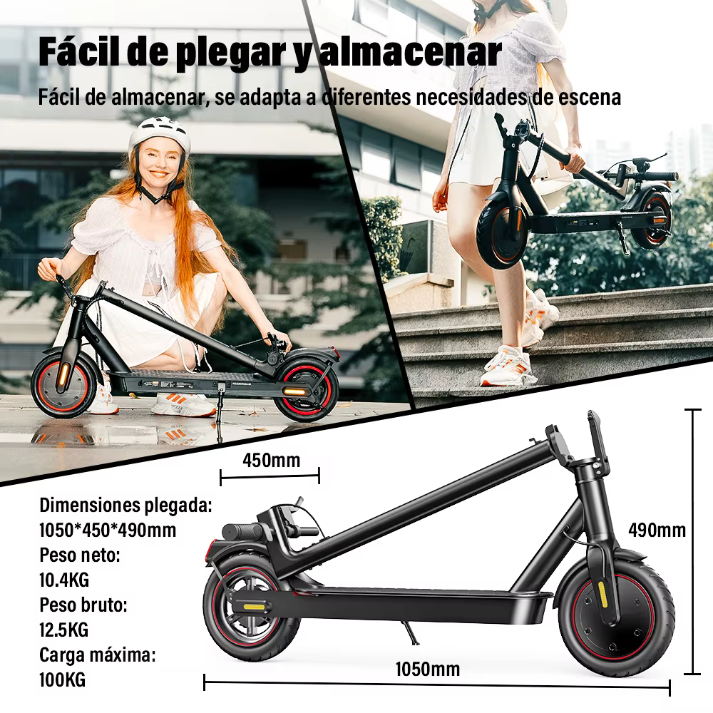 Patinete Eléctrico iScooter W3C City Commuter, 8.5 Pulgadas, 36V 7.8Ah, Autonomía 22-30 km, Tracción Delantera, Conducción Suave, E Scooter con APP