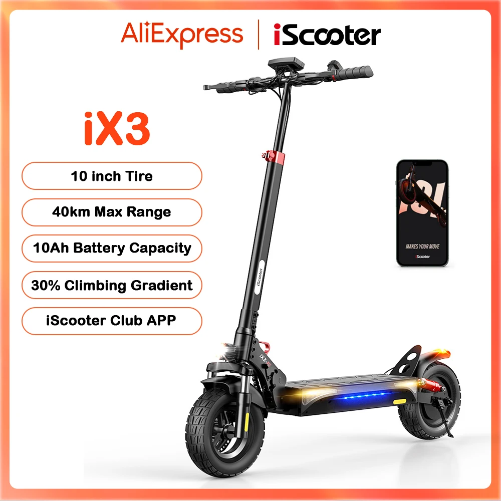 Patinete Eléctrico iScooter iX3: 40 km, 10 Off Road