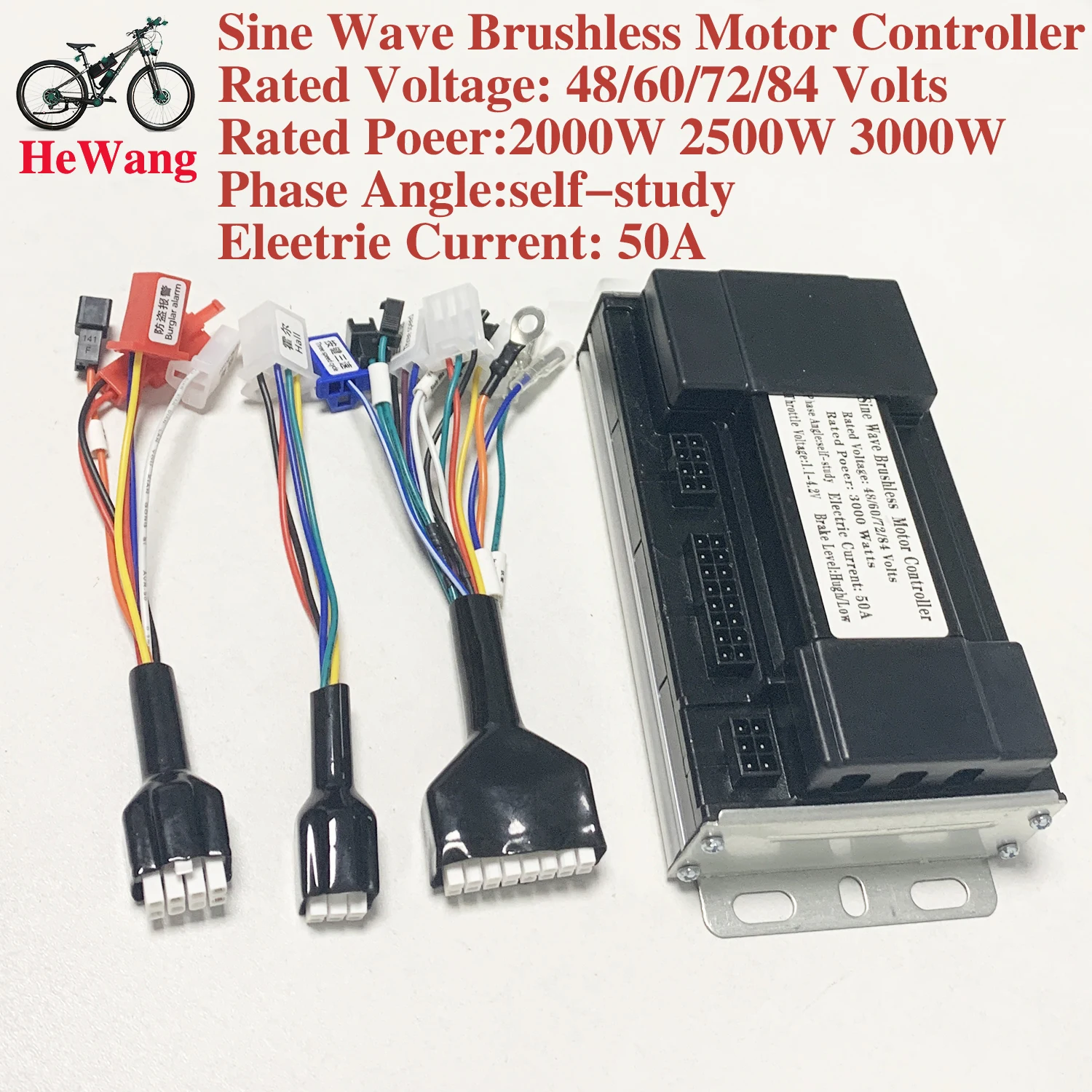 Controlador Onda Sinusoidal 48V-72V 3000W para Bicicleta Eléctrica
