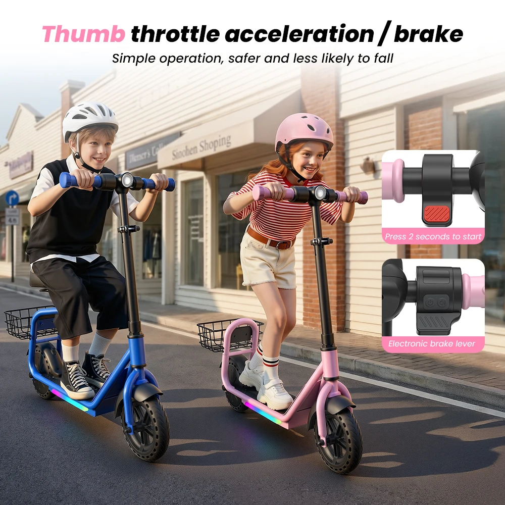 Patinete Eléctrico Infantil IScooter IK7 con Cesta y Asiento