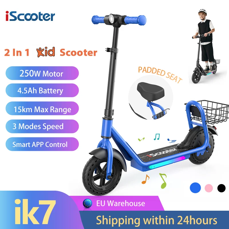 Patinete Eléctrico Infantil IScooter IK7 250W con Asiento y App