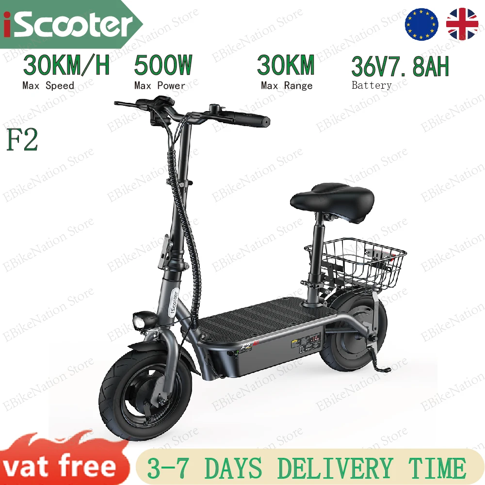 Patinete Eléctrico iScooter F2 500W 30km/h 30km Autonomía