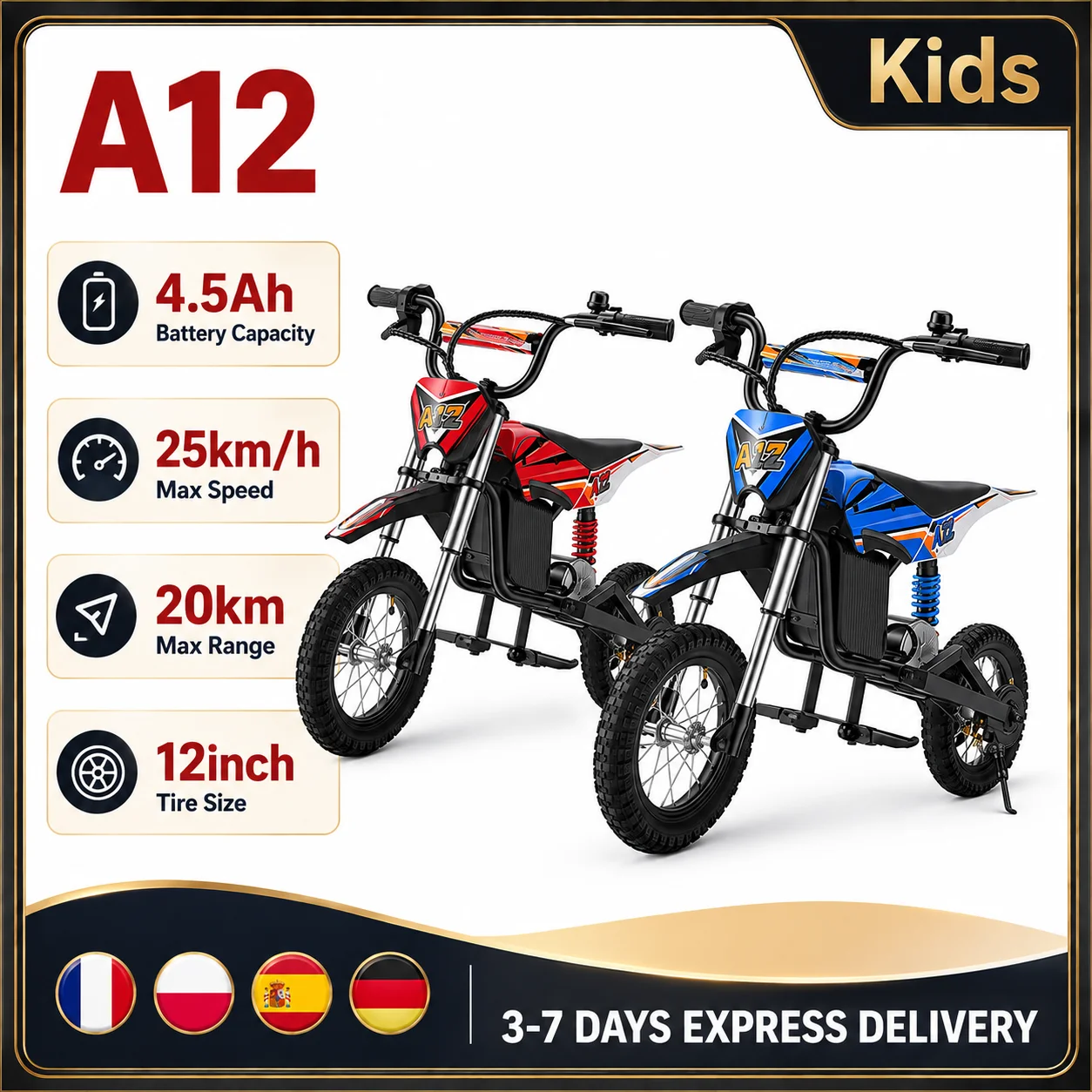 Moto eléctrica infantil IScooter A12 350W 25 km/h off-road