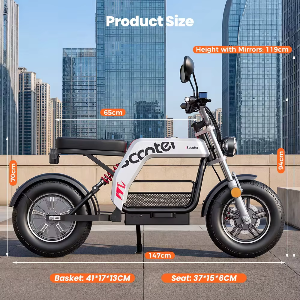 Patinete Eléctrico iScooter 17 Pulgadas, Motor Potente 2000W, Moto Eléctrica 60 km/h con TCS, Todoterreno, Batería 20Ah, Autonomía 90–100 km, Adultos, E-Moto con NFC
