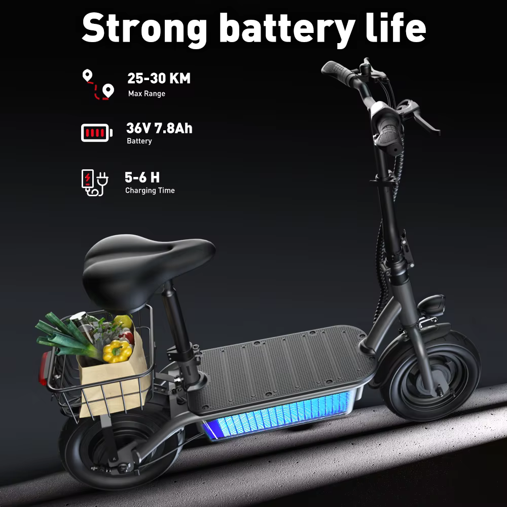 Patinete Eléctrico para Adultos iScooter F2 500W 30km/h Batería 36V 7.8Ah Autonomía 30KM Neumáticos Neumáticos de 10" Carga 120kg para Ciudad