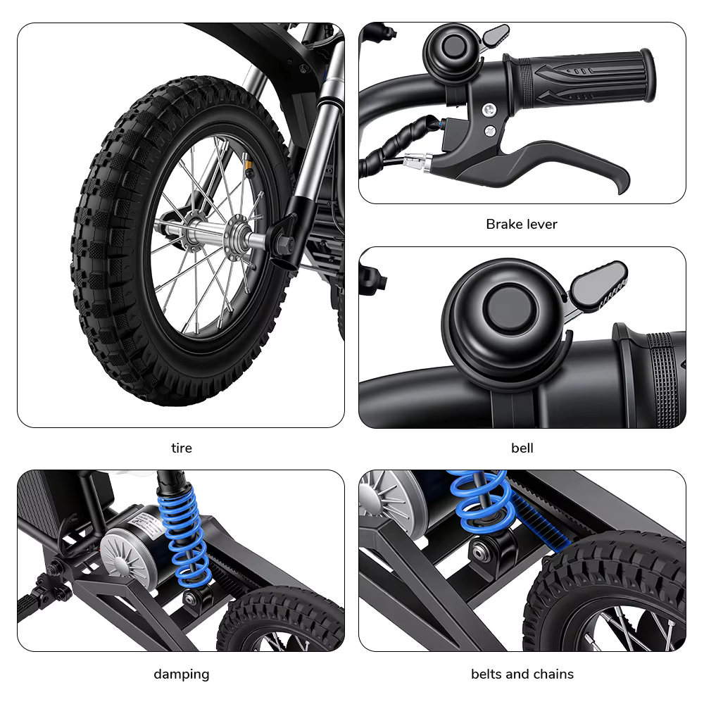 Moto eléctrica infantil de cross 350W 4.5Ah IScooter A12, velocidad máxima 25 km/h, ruedas de 12 pulgadas para trail y off-road
