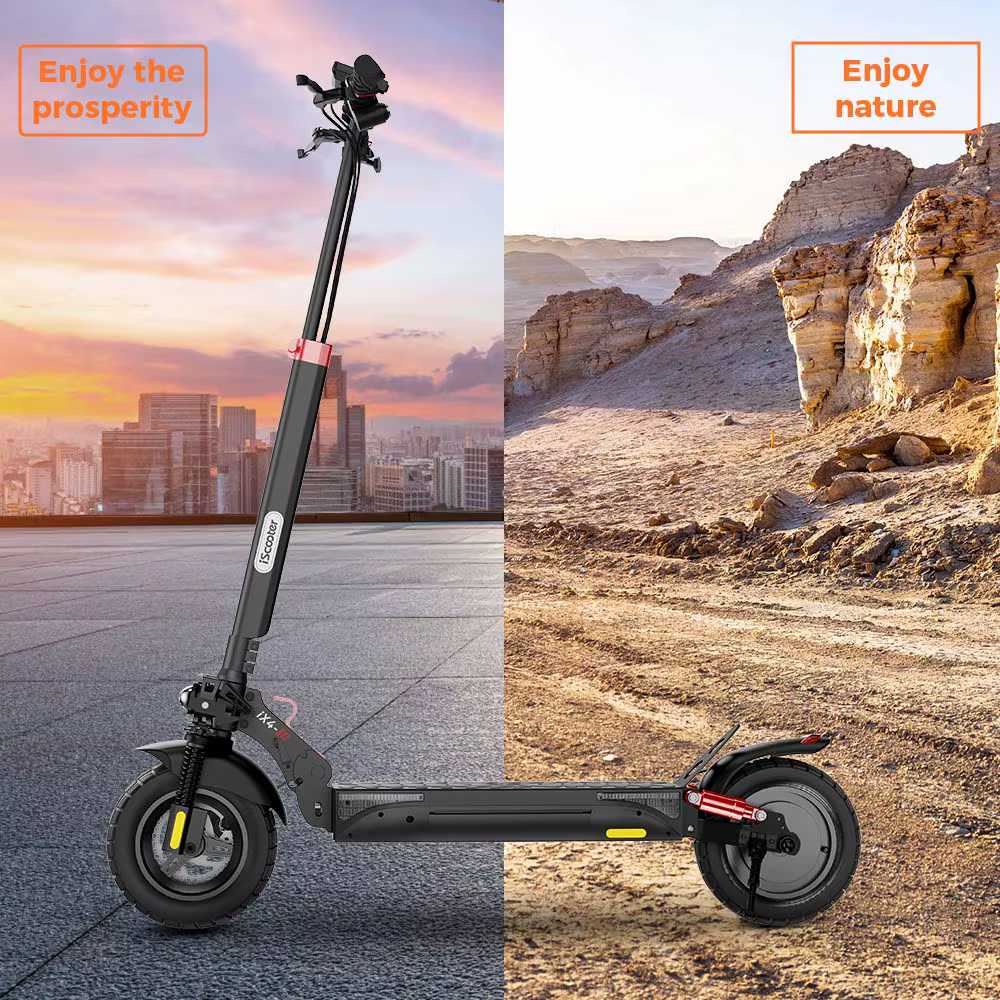 Patinete Eléctrico IScooter IX4, 10 Pulgadas, 800W, 48V 15AH, Máx 45 km/h, Autonomía 45 km, Suspensión Dual, IPX4, Luz LED, Triple Freno, Adultos