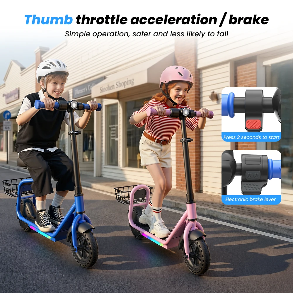 Patinete Eléctrico Infantil IScooter IK7 con Asiento y Cesta