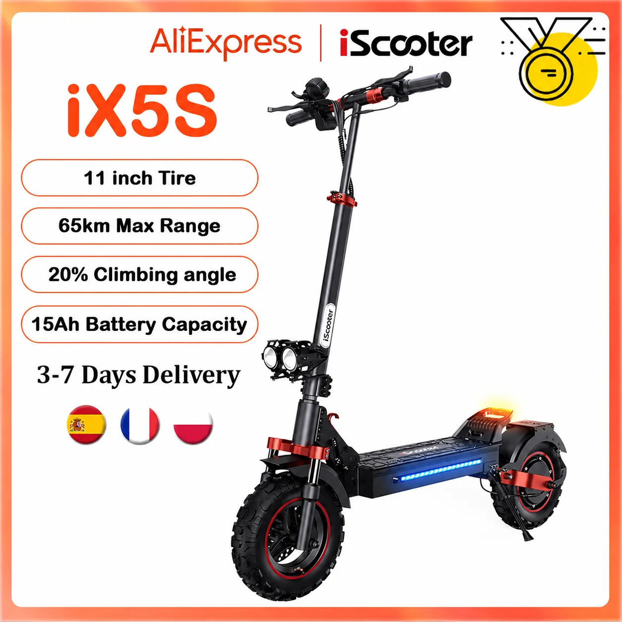 Patinete Eléctrico iScooter iX5s 1000W 15Ah Off Road