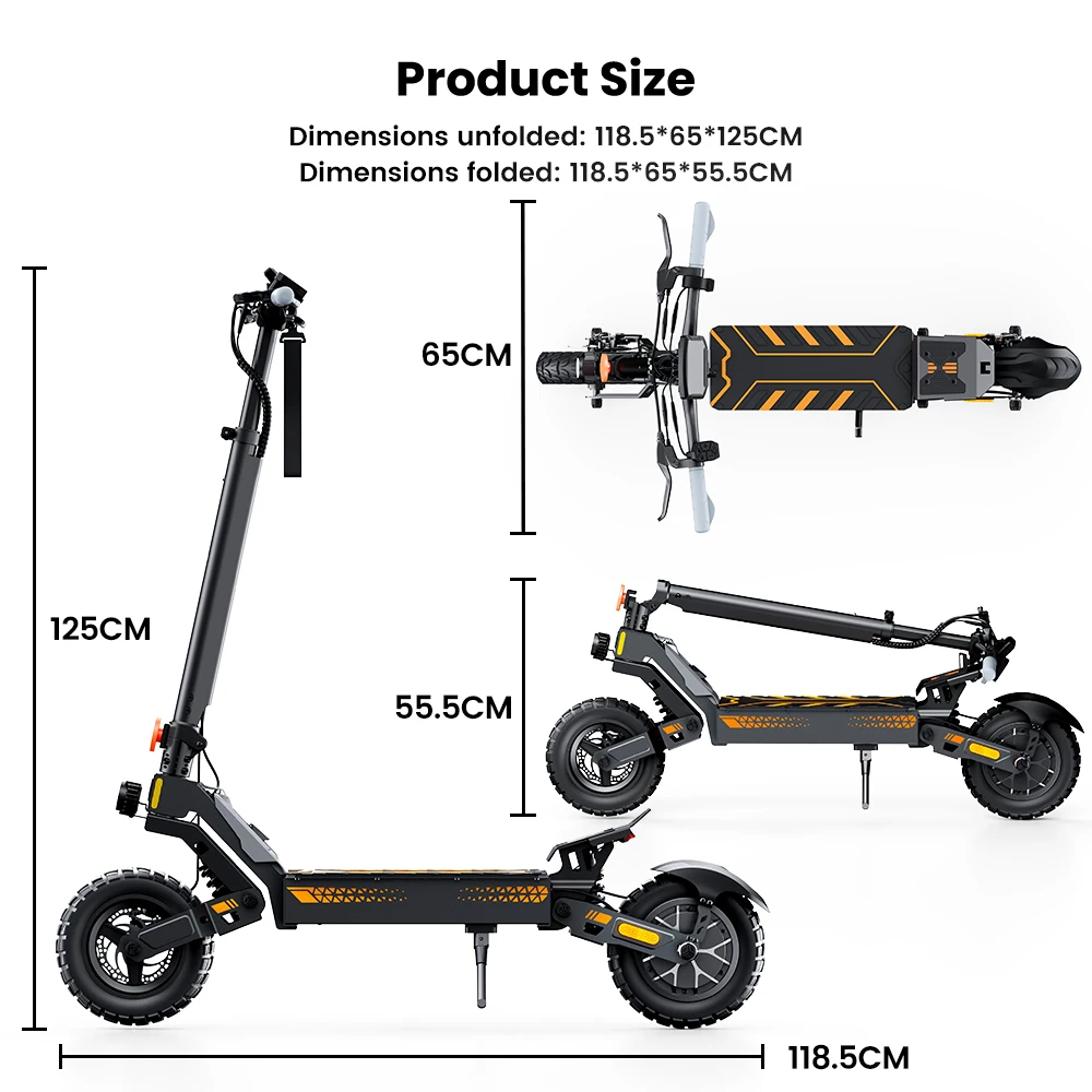 Patinete Eléctrico iScooter W-10: 1200W, 60 km y Pantalla LED