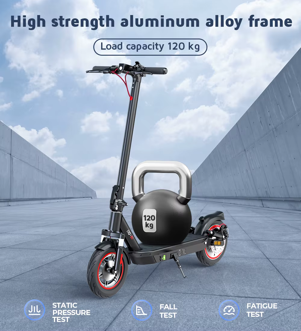 Patinete eléctrico iScooter i10 con motor de 650 W, batería de 42 V y 15 Ah, velocidad máxima de 40 km/h, plegable, ruedas de carretera de 10 pulgadas, ligero para desplazamientos urbanos, con APP