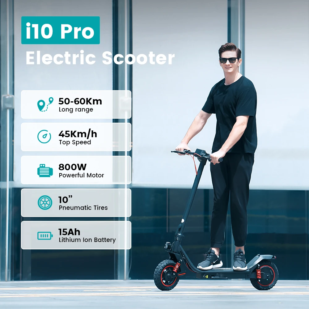 Patinete Eléctrico iScooter i10 Pro 800W, 60 km y Suspensión