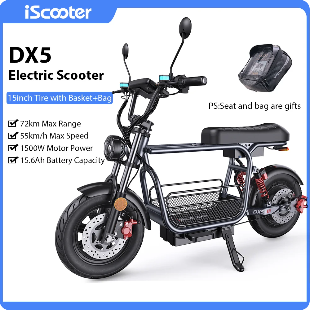Patinete eléctrico iScooter DX7 1500W 48V 15.6Ah 55km/h NFC