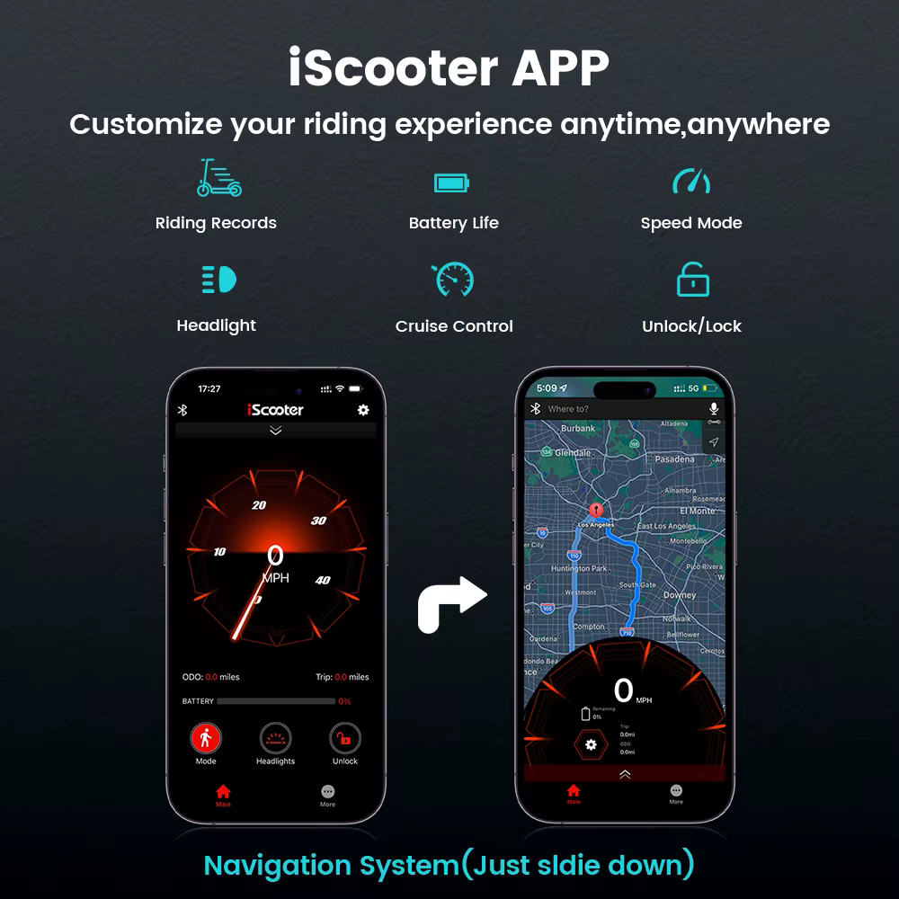 Patinete eléctrico iScooter i10Pro de 10 pulgadas, 15Ah, 45 km/h, autonomía de 60 km, potente con APP