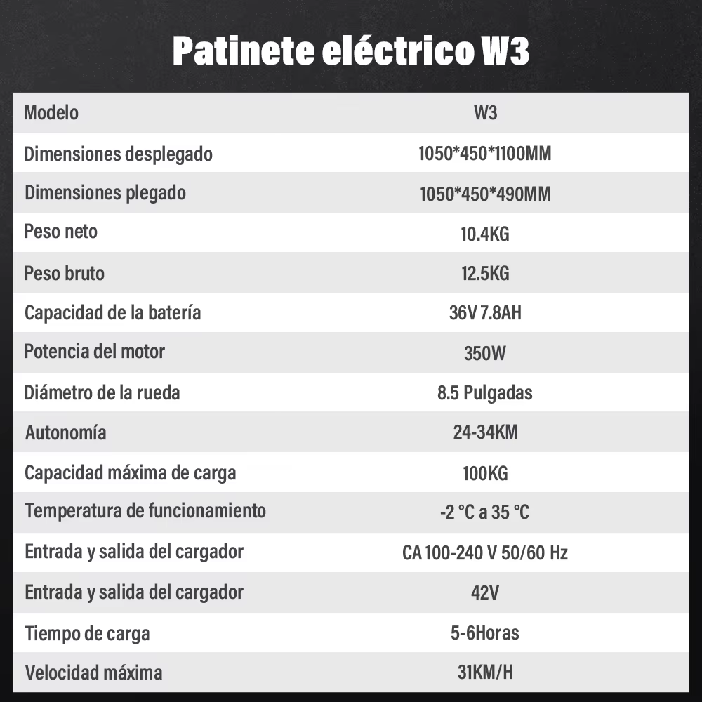 Patinete Eléctrico iScooter W3C City Commuter, 8.5 Pulgadas, 36V 7.8Ah, Autonomía 22-30 km, Tracción Delantera, Conducción Suave, E Scooter con APP