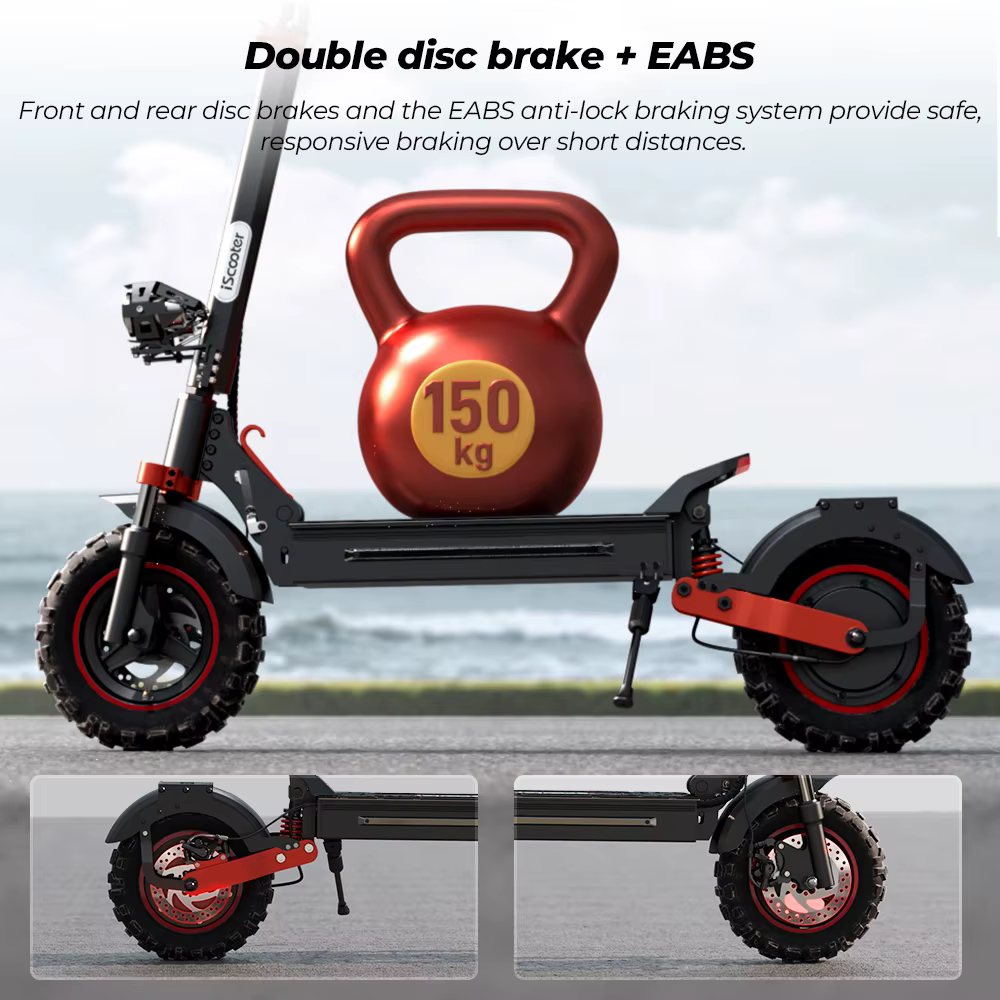 Patinete Eléctrico iScooter iX5s 15Ah 1000W Potente con Neumáticos Neumáticos Antideslizantes Off Road, 65 km de Autonomía y 45 km/h