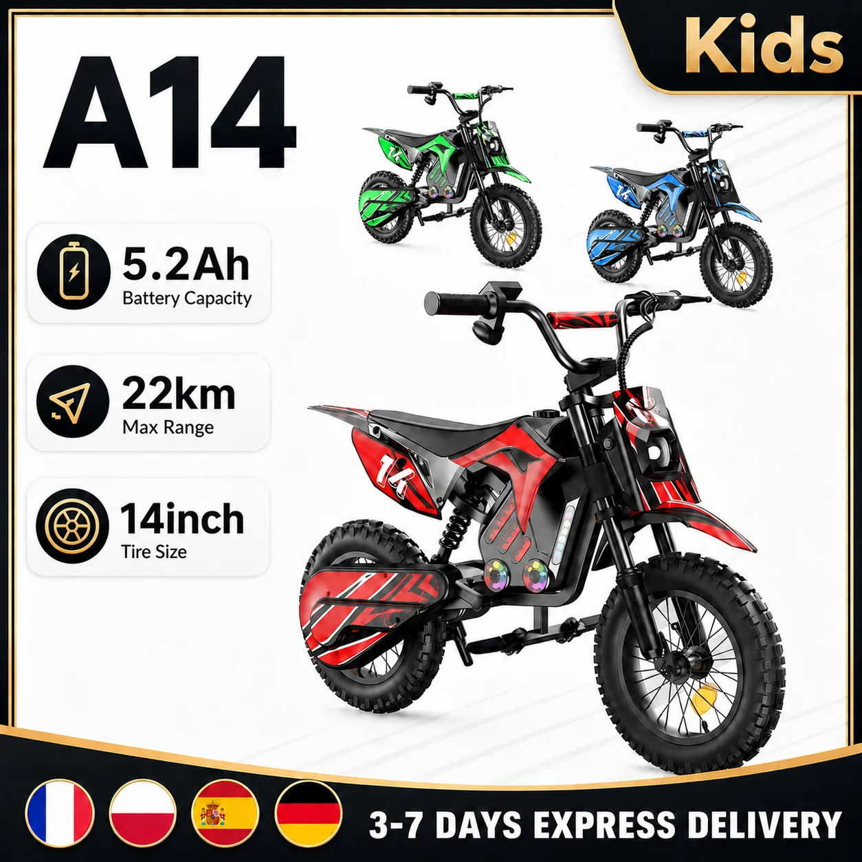 Moto eléctrica infantil iScooter A14 500W 27 km/h off-road