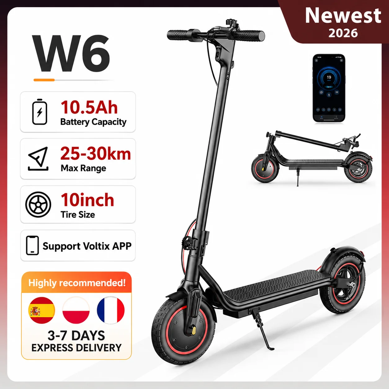 Patinete Eléctrico IScooter W6 10 36V 10.5Ah 30 km