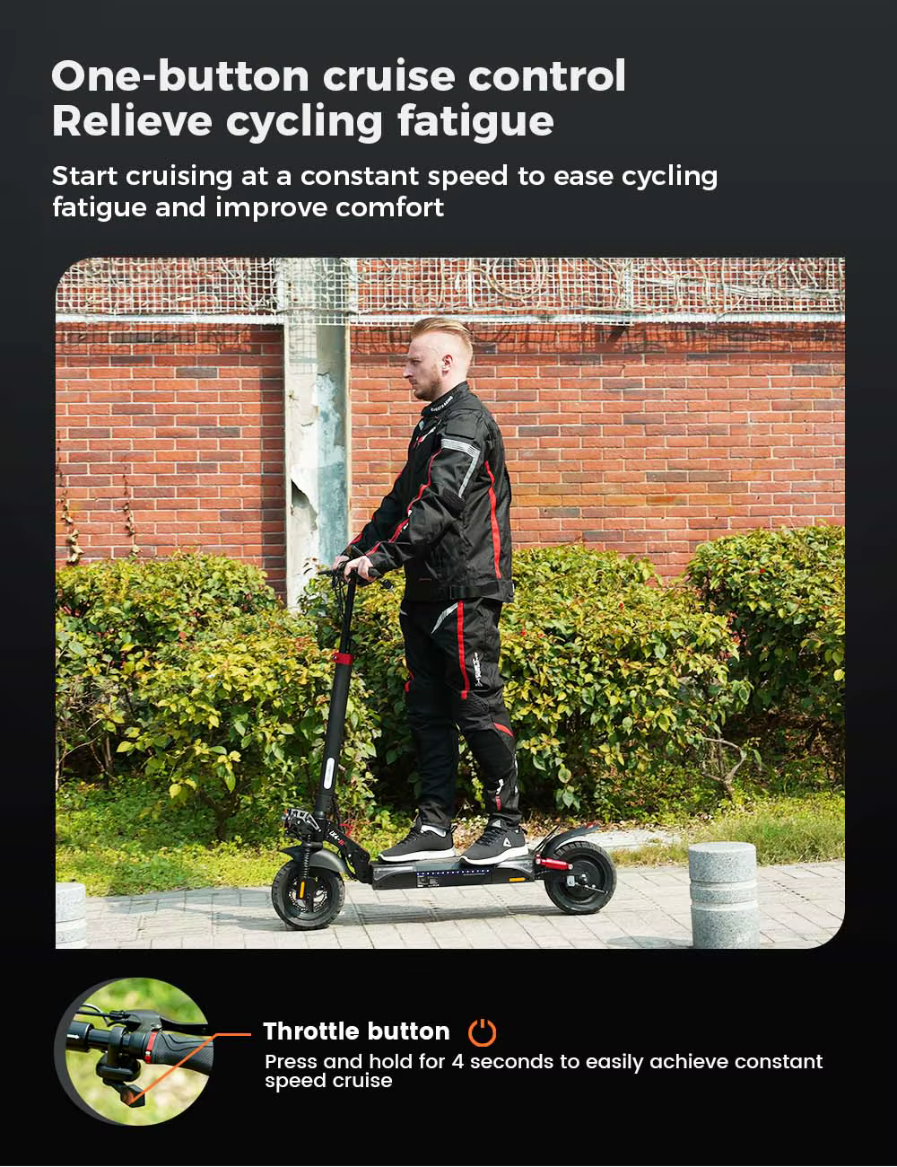 Patinete Eléctrico IScooter IX4, 10 Pulgadas, 800W, 48V 15AH, Máx 45 km/h, Autonomía 45 km, Suspensión Dual, IPX4, Luz LED, Triple Freno, Adultos