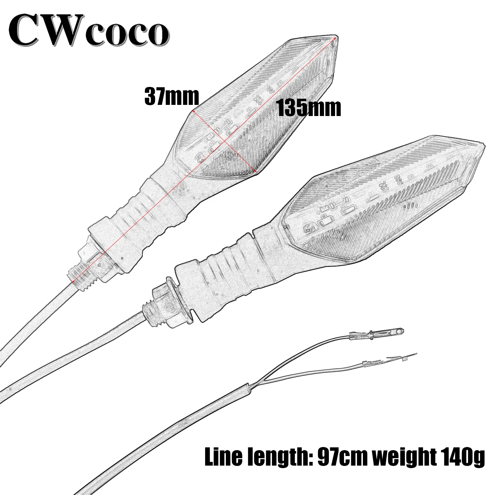 Luz de giro recta 60V para patinete Citycoco y moto