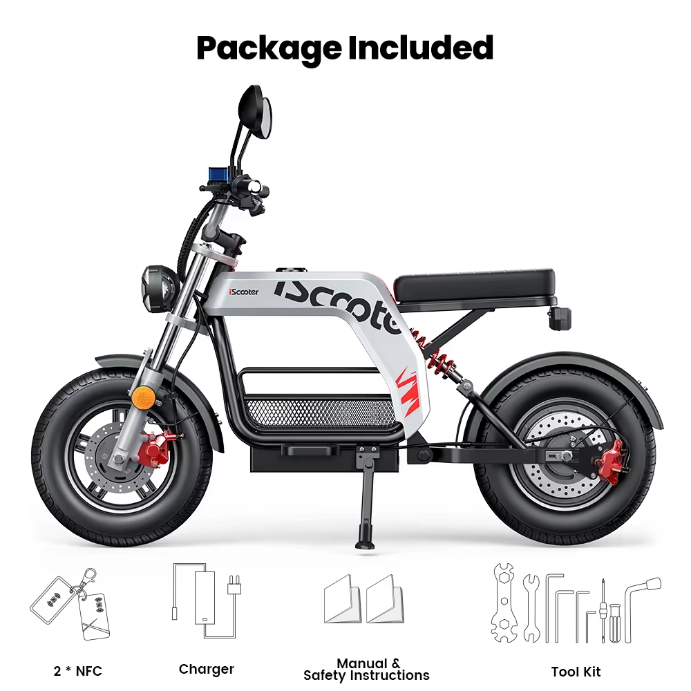 Patinete Eléctrico iScooter 17 Pulgadas, Motor Potente 2000W, Moto Eléctrica 60 km/h con TCS, Todoterreno, Batería 20Ah, Autonomía 90–100 km, Adultos, E-Moto con NFC