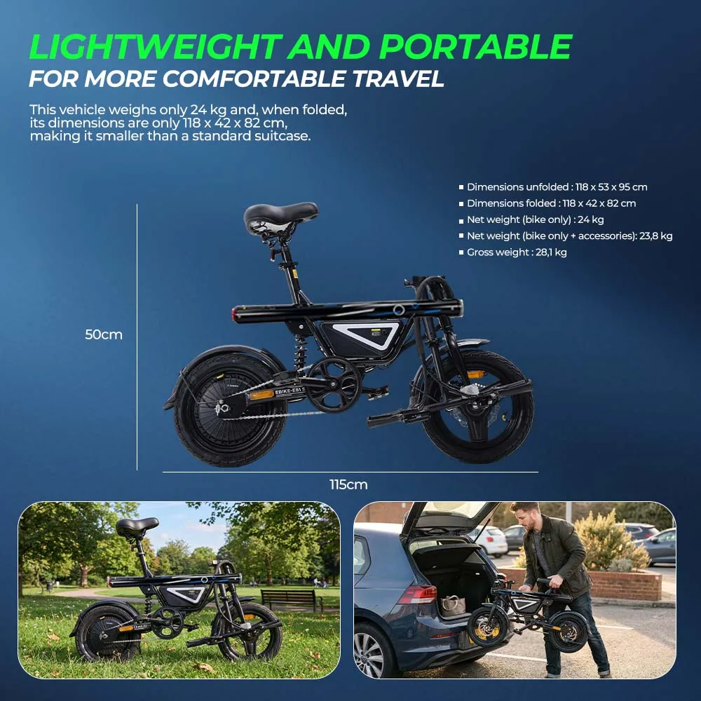 Bicicleta Eléctrica IScooter EB1S 250W 12AH Plegable